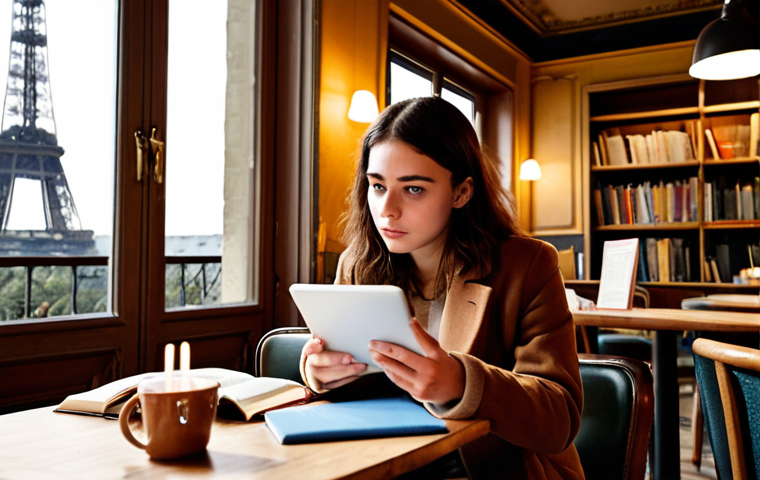 **
*Prompt:* A student in a cozy Parisian café, surrounded by legal textbooks and highlighted notes. They are using a digital flashcard app on a tablet, a determined expression on their face. In the background, the Eiffel Tower is subtly visible through the window. Soft, warm lighting. The scene is focused and calm, exemplifying effective study habits.
**