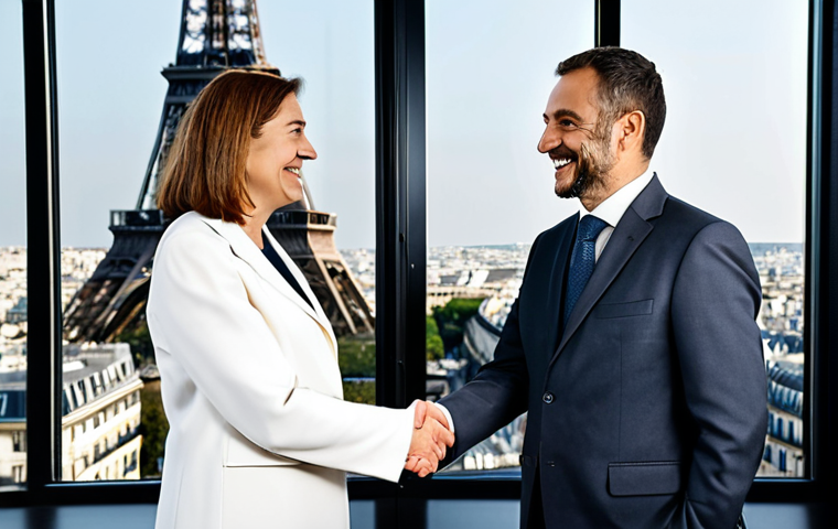 변호사 연봉협상 팁 - **

A scene depicting a salary negotiation in a sophisticated conference room in Lyon, France. Two f...