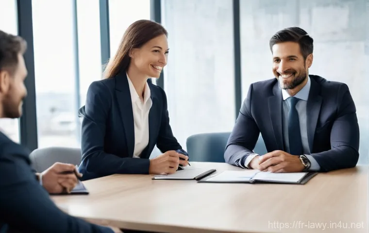 변호사 실무 노하우 - **Prompt:** A distinguished male lawyer in his early 50s, wearing a tailored navy suit with an open-...