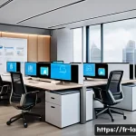 변호사와 법률 계약 관리 사례 - A modern law office interior with diverse lawyers and assistants collaborating around a large digita...